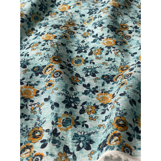 Vải thô cao cấp dệt sớ linen chất mướt đanh mịn đanh nền hoa tô vẻ độc lạ, khổ 1m5