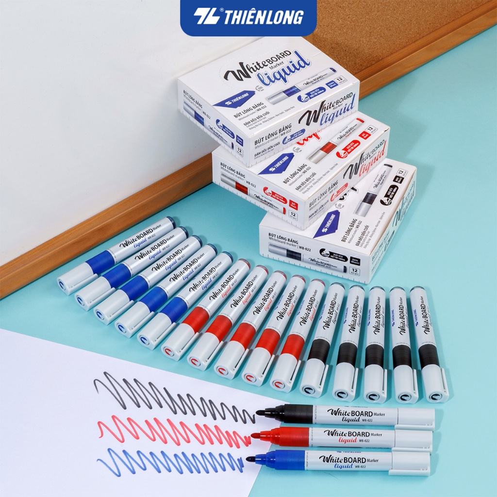 Combo 12 Bút lông bảng - Whiteboard Marker Liquid Thiên Long WB-022 - Không Xylene