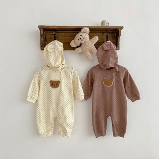 Bodysuit kèm mũ Body dài tay thun tăm cho bé trai bé gái áo liền quần trẻ sơ sinh từ 0-12 tháng SLT91