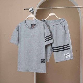 💥 GIÁ SẬP SÀN 💥 Bộ quần áo nam nữ bốn sọc cổ tròn tay lỡ ba màu kiểu dáng basic mặc nhà đi chơi tập gym
