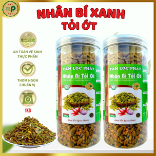 Nhân hạt bí sấy tỏi ớt tân lộc phát 1kg - combo 2 hũ 500g