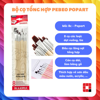Bộ cọ vẽ Pebeo Popart 8 cây - vẽ tranh sơn dầu, acrylic, gouache