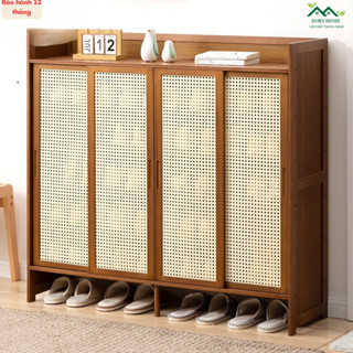 Tủ Giày Thông Minh Cửa Lùa, Cửa Gấp Gỗ Tre Tự Nhiên, Kệ Giày Gỗ Sơn Bóng Chống Nước, Mối Mọt Cao Cấp - Nội Thất Dory