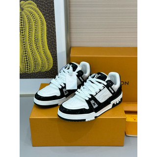Giày sneaker 𝕃𝕧 trắng phối đen chữ nổi fullbox