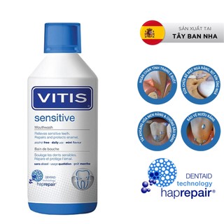 Nước súc miệng ngăn ngừa, giảm ê buốt, tái tạo men răng tự nhiên Vitis Sensitive 500ml
