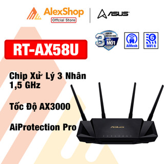 Router gaming wifi 6 asus rt ax58u-v2 chuẩn băng thông ax3000