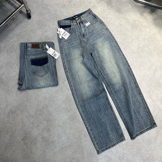 Quần Jean THE QUAO Nữ Lưng Cao Túi Sau Kiểu Màu Nhạt Bụi R2506_482