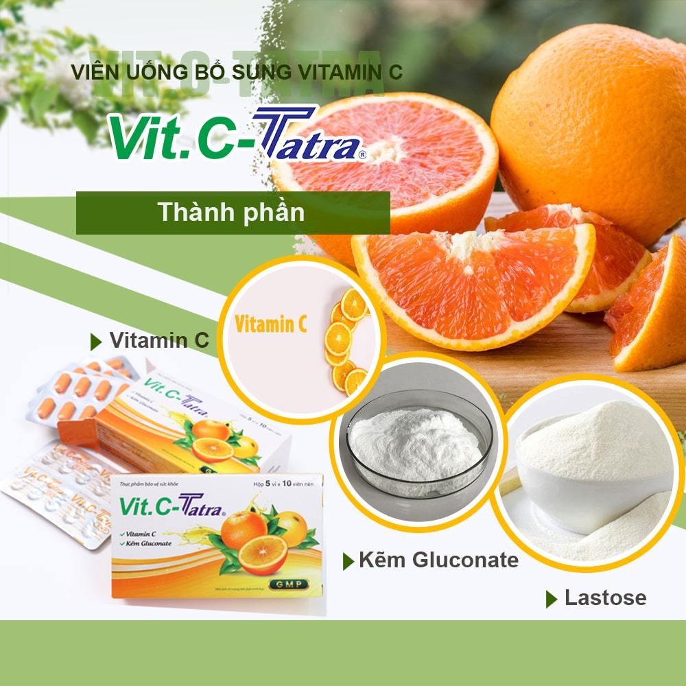 [Hộp 50 viên] Viên uống bổ sung Vitamin C - Vit.C-Tatra