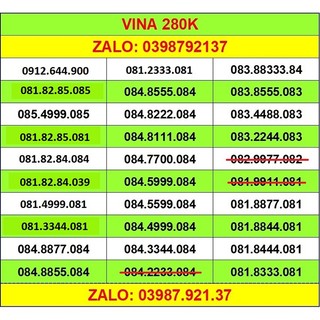 Sim Vina 10 số 4G SỐ ĐẸP vinaphone