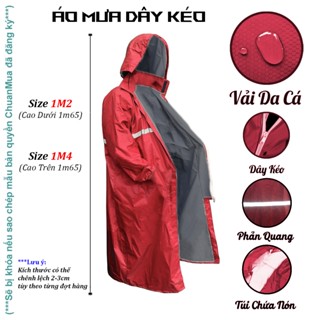 Áo Mưa Dây Kéo Bít Hông Cao Cấp KOJMAC 1 Người Mặc ( Áo Mưa Măng Tô Viền Phản Quang 2 Lớp Vải Da Cá Có Túi Giấu Mũ )
