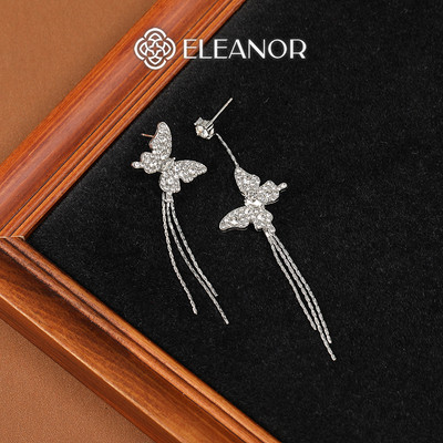 Bông tai nữ chuôi bạc 925 Eleanor Accessories dáng dài khuyên tai hồ điệp phụ kiện trang sức 7784
