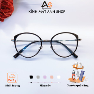Kính tròn mắt to gọng kính to dáng mắt mèo kim loại kết hợp nhựa dẻo 11807A