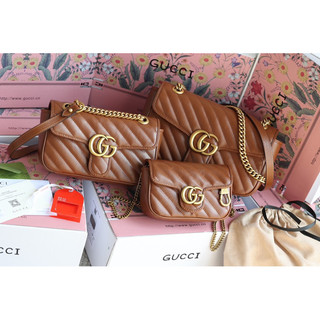 Túi xách Gu.cci marmont nâu da bò chất da thật 3 size fullbox