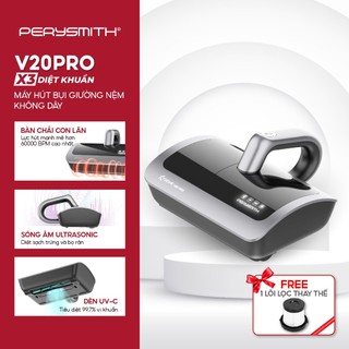 PerySmith V20Pro Máy Hút Bụi Giường Nệm Cầm Tay Không Dây Gọn Nhẹ Diệt Khuẩn Hút Bụi Mịn Có Đèn UV