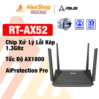 Router wifi 6 gaming asus rt ax52, tích hợp ai mesh, chuẩn băng thông ax1800
