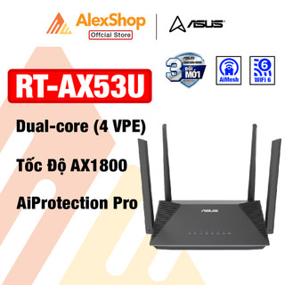Router wifi 6 gaming asus rt ax53u, hỗ trợ ai mesh, chuẩn băng thông ax1800