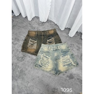 Quần Short Đùi Nữ Bigsize Rách Màu Dơ Bụi Đậm Lưng Cao TCShop Ms 1095
