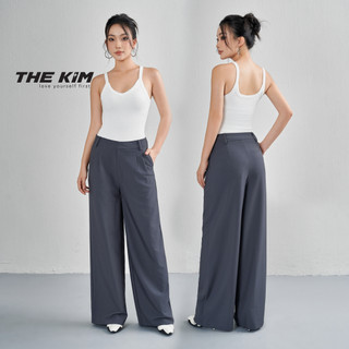 Quần ống suông rộng cạp cao nữ THE KIM , quần tây ống suông B129