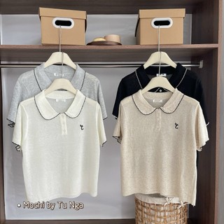 Áo len mtg polo thêu mèo xinh xỉu hàng QC freesize