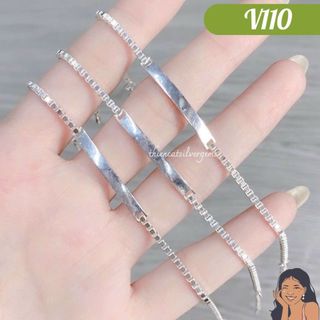 V110 Lắc tay lật sủng bảng nhỏ khắc tên cho bé 16cm có tăng đưa Bạc thật nguyên chất Thiên Cát