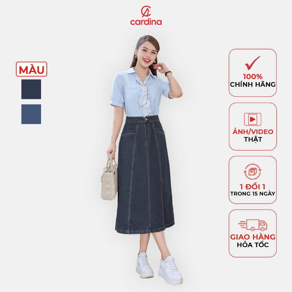 Chân váy nữ CARDINA chất liệu jeans mềm kiểu dáng chữ A trẻ trung thoải mái thời trang 4CVJ02