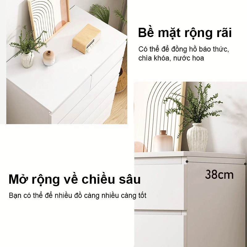 ALOVE tủ ngăn kéo trắng mài nhám gỗ tủ đa năng 3/4/5 ngăn kéo Tủ bảo quả phòng ngủ phòng khách | BigBuy360 - bigbuy360.vn