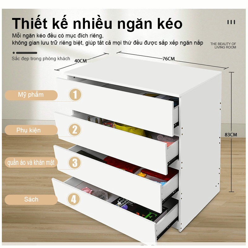 ALOVE tủ ngăn kéo trắng mài nhám gỗ tủ đa năng 3/4/5 ngăn kéo Tủ bảo quả phòng ngủ phòng khách | BigBuy360 - bigbuy360.vn