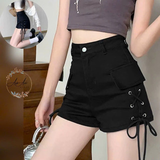 Quần short kaki túi hộp đan dây siêu hot 🫶🫶🫶 Quần shorts đùi kaki jean lưng cao xỏ dây, đan dây 2 bên