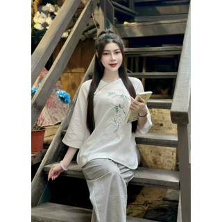 Đồ lam vải đũi, đồ lam nữ màu trắng dễ thương duyên dáng mát mẻ