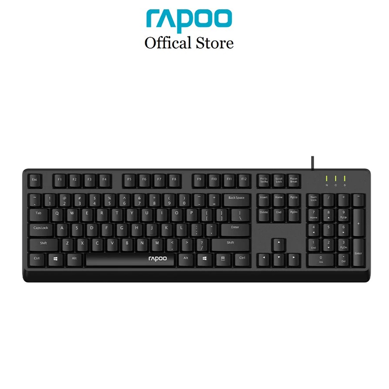 Bàn phím có dây Rapoo NK1900, Cảm giác bấm phím mềm và nảy, Phím được khắc Laser chống phai màu ký t