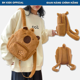 Balo vải lông xù họa tiết hoạt hình Capybara vui nhộn, đáng yêu phù hợp với nhiều lứa tuổi