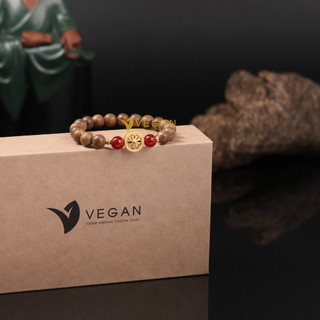 Vòng tay VEGAN Trầm Hương thuần Chay mix 2 đá theo mệnh kết hợp charm bánh pháp luân hồi 8mm
