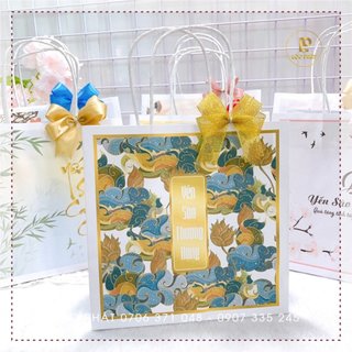 Túi giấy đựng Yến, Túi giấy quà tặng giấy kraft quai xách chắc chắn, Nhiều mẫu sang trọng, có nhiều size không kèm nơ