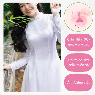 Áo dài trắng học sinh 2 tà lụa mỹ cao cấp - Áo dài Munn