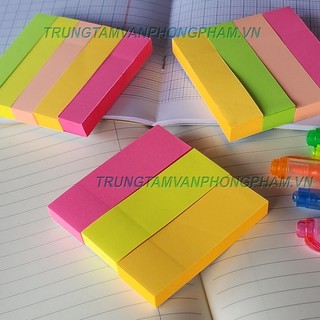 Giấy note vuông dạ quang Neon xấp chia nhỏ 3 4 5 màu