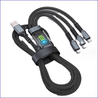 Dây cáp sạc nhanh - dây sạc tự ngắt 3 đầu 100w micro usb type c 3 trong 1 dài 1m2
