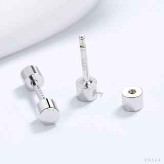 Khuyên tai nam bạc s925 thiết kế trơn basic độc đáo Double Thread (1 chiếc) | GEMY SILVER KN123