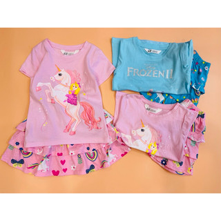 P619 Set bộ áo thun chân váy bé gái 3 tầng thun cotton