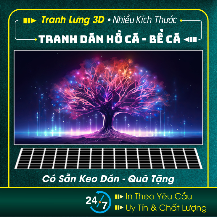 Tranh 3D Dán Bể Cá  - Decal Dán Hồ Cá - Có Sẵn Keo (Tranh Lưng Hồ Cá)