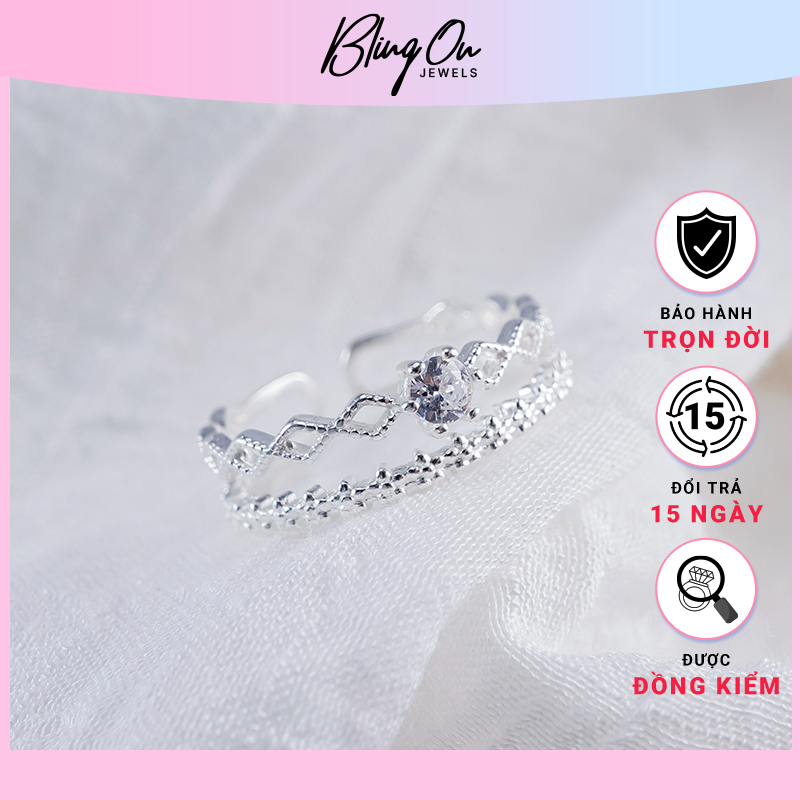 Nhẫn bạc nữ Galvin Princess đính đá - chuẩn bạc ta 8253