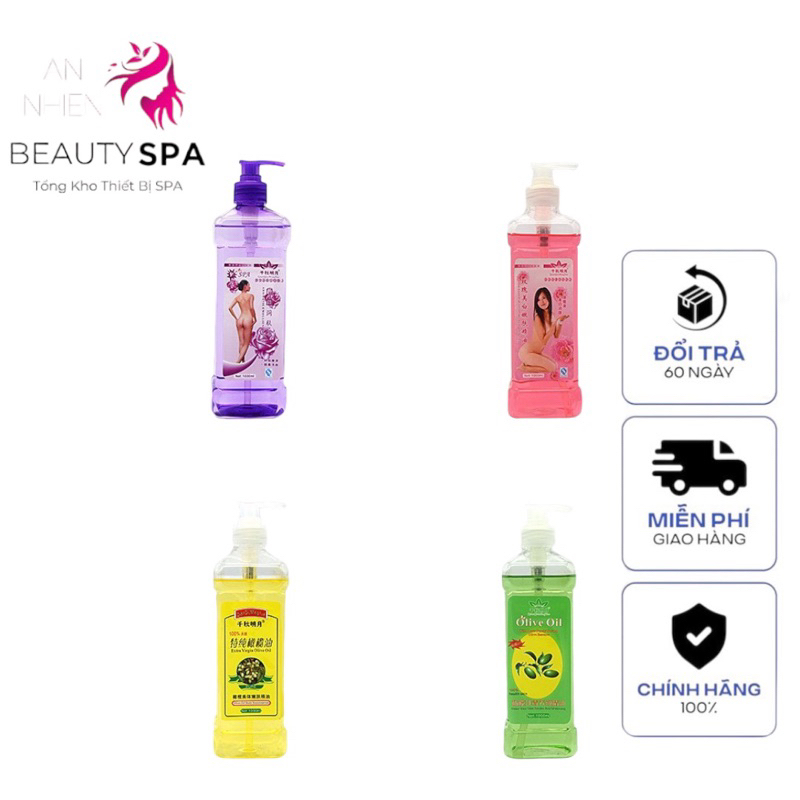 Chai 550ml Tinh Dầu Massage Body Massage Toàn Thân Dùng Trong Spa Chai Trắng