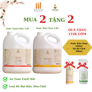 [Quà Tặng 133K] Combo Nước Rửa Chén Fuwa3e Và Nước Ngâm Rửa Thực Phẩm 3,8L EnZyme Sinh Học, An Toàn