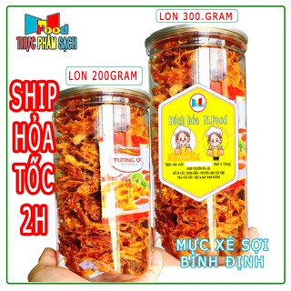  Khô Mực Xé Sợi Cay Lon 200.300G - Đặc Sản Bình Định 