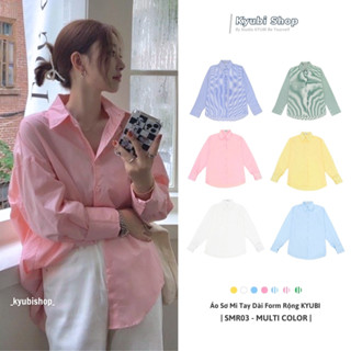Áo somi màu pastel Hồng phong cách mùa thu Hàn Quốc ulzzang - Áo sơ mi form rộng nữ KYUBI SMR03