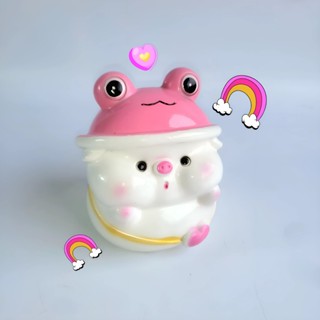 Heo Đất Lợn Đất Tiết Kiệm Mẫu Heo Đội Mũ Ếch, Ống Heo Đất Tiết Kiệm Đáng Yêu - Xưởng Thạch Cao HN