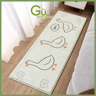 Thảm chùi chân lông cừu, Thảm dài trang trí nhà cửa ra vào thấm hút nước Gu Decor Wooden
