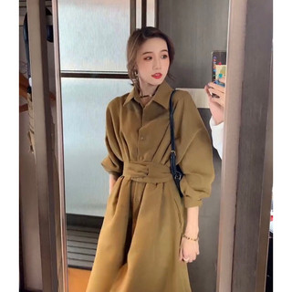 Đầm sơ mi đan eo dáng dài thanh lịch