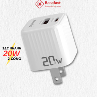  Củ sạc nhanh 20W 2 cổng Basefast cốc sạc nhỏ gọn chống quá tải nhiệt cho iP 11 12 13 14promax samsung 