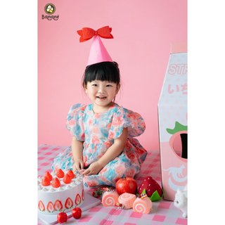 Đầm công chúa hoa Bananè Kids váy bé gái tay bồng vải voan ánh kim siêu mềm mát - D06D
