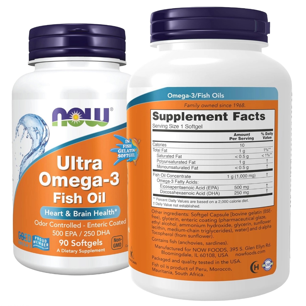Viên uống dầu cá NOW Omega-3 Fish Oil, Bổ Não, Sáng Mắt & Hỗ Trợ Sức Khỏe Tim Mạch